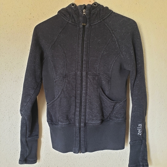 Zella Charcoal Grey Hoodie Sweatshirt w Zipper - Picture 2 of 10